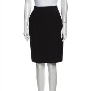 VALENTINO Vintage Wool Black Knee-Length Pencil Skirt